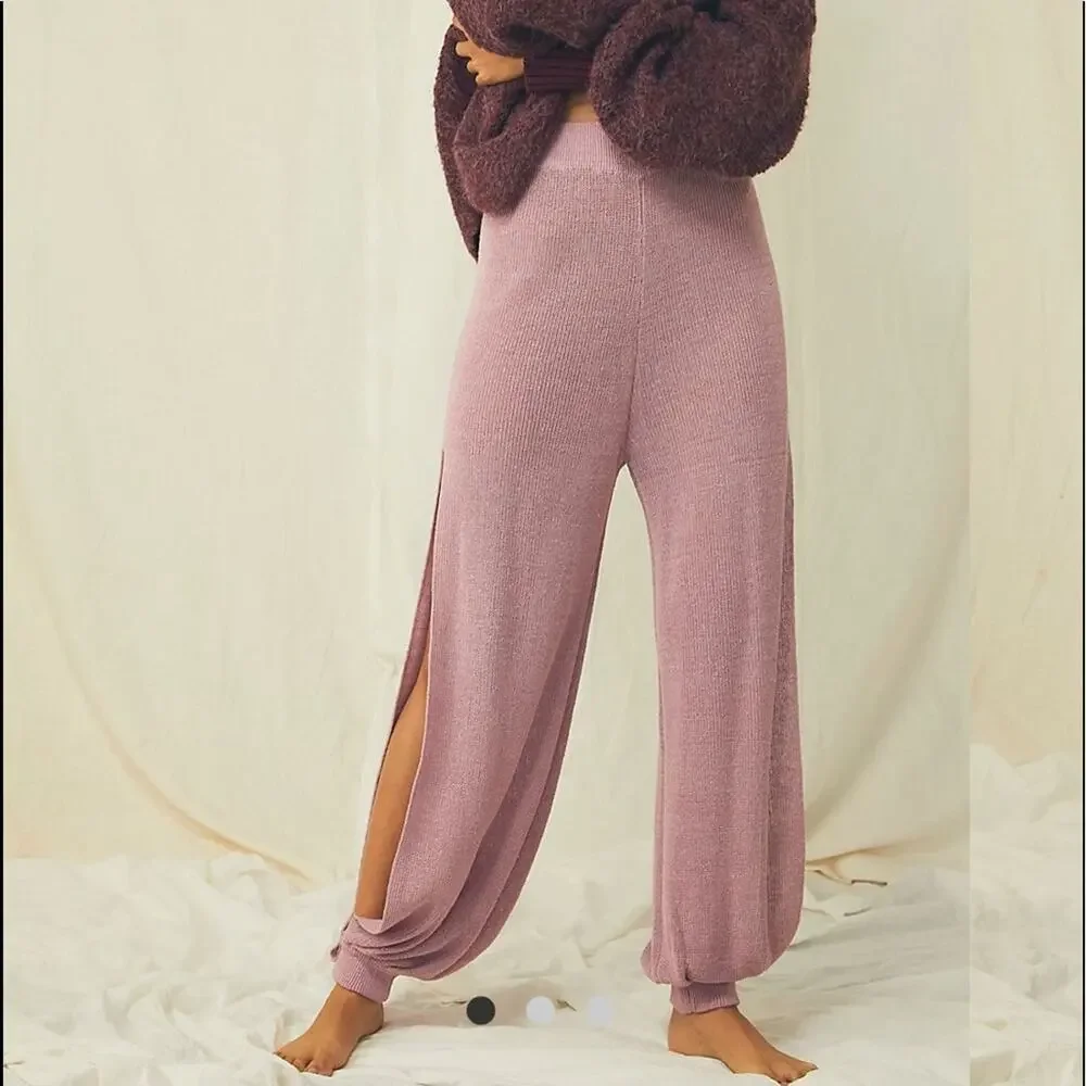 FREE PEOPLE RARE! Split Open Side Leg Ankle Wide Leg Knit Pants Size XS